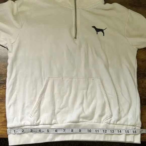 PINK Off-White Logo Animal Print Partial Zip Up Sweater - Picture 5 of 10